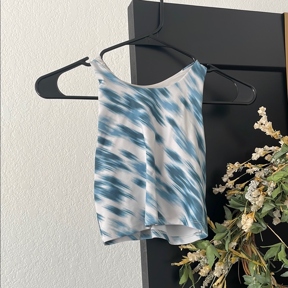 Blue and White Women's Top